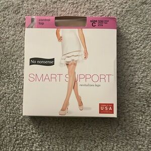 No Nonsense Smart Support Control Top Beige Mist Sheer Toe Pantyhose - Size C